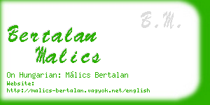 bertalan malics business card